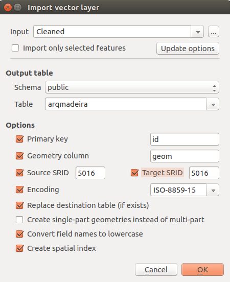 Carregar caop corrigida na base de dados de 4326 para 5016.png